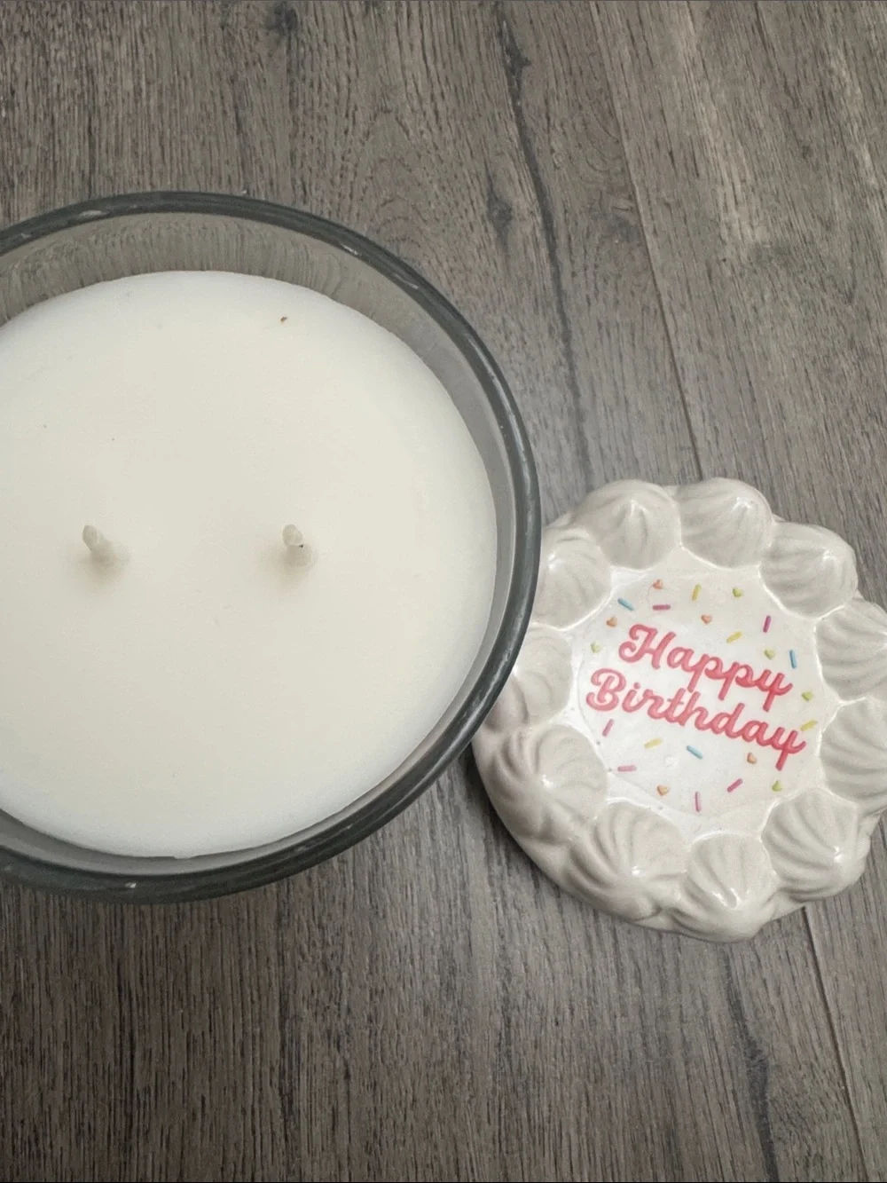 Birthday Cake Scented Candle - White & Pink